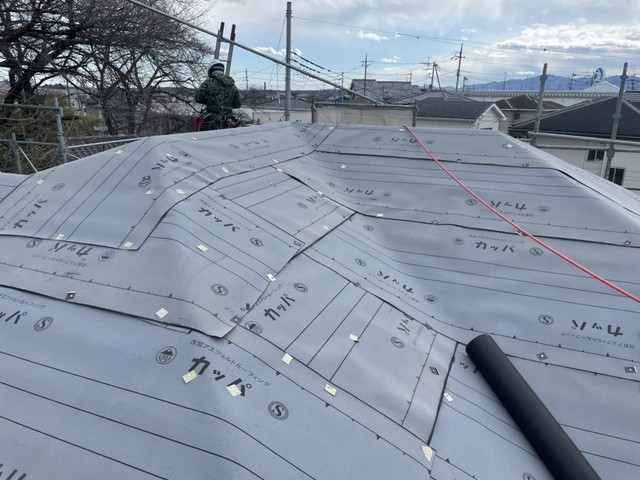 屋根カバー工法　横暖ルーフS　改質アスファルトルーフィング