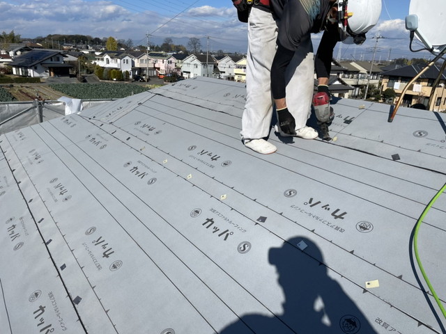 埼玉県神川町　屋根カバー工法リフォーム　下葺き施工