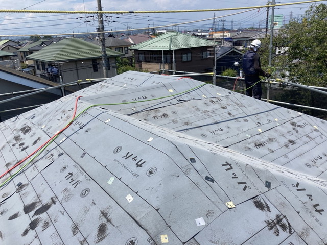 群馬県高崎市 屋根をカバー工法リフォーム 下葺き施工