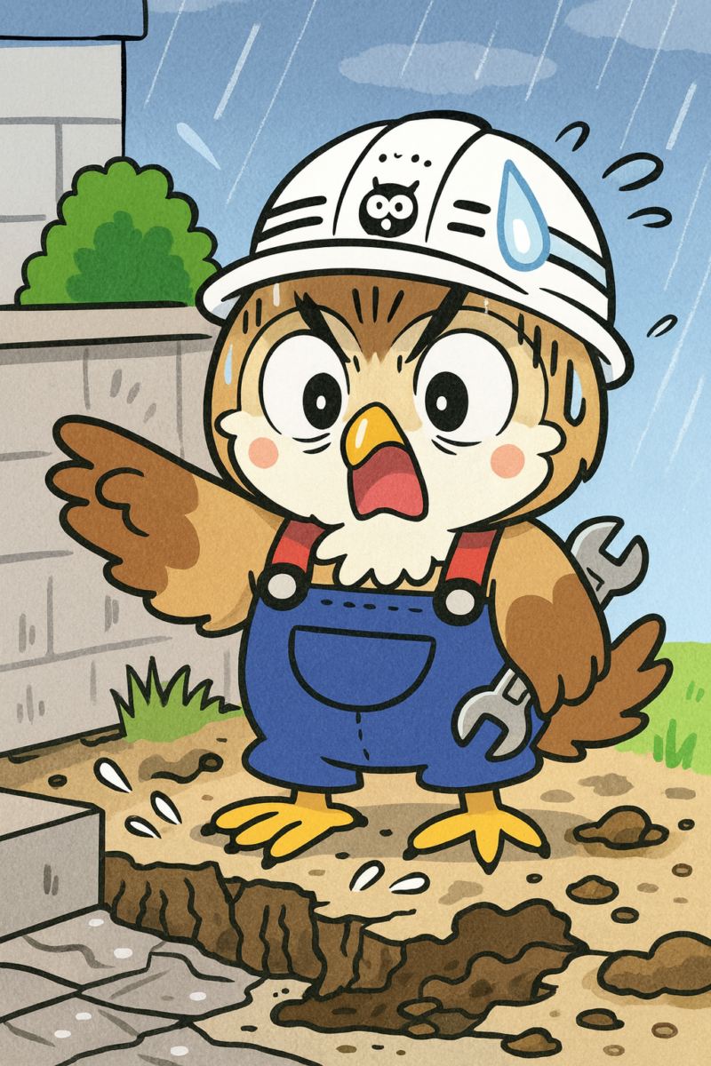 雨で土壌とコンクリートが傷む