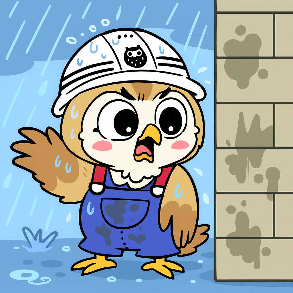 雨樋がないと雨が跳ねる