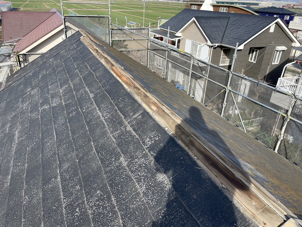 群馬県前橋市　屋根カバー工法　下葺き　雪止め　棟板金撤去