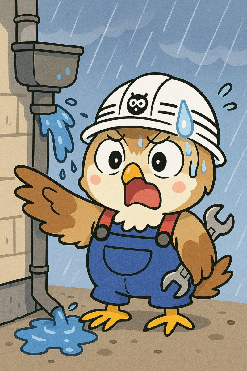 雨樋が詰まってオーバーフロー