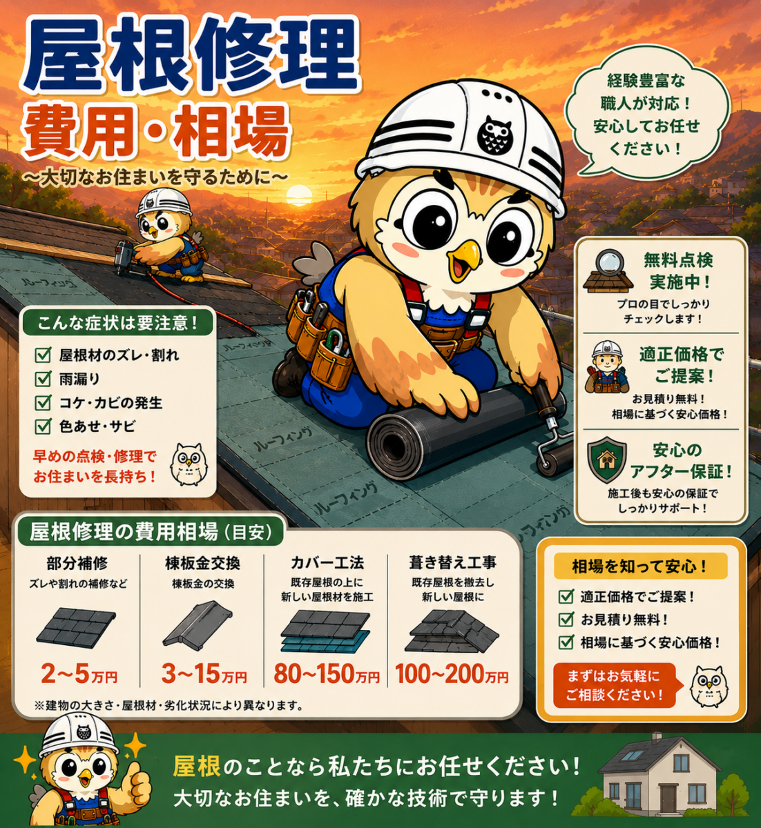 ふくまる　屋根修理　費用　相場③