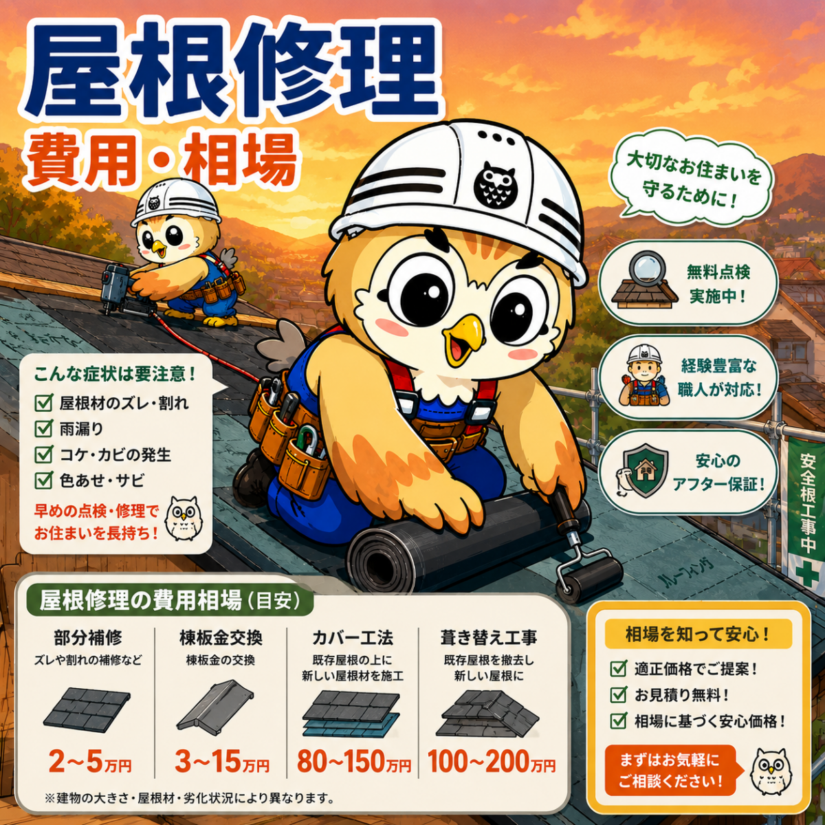 ふくまる　屋根修理　費用　相場②