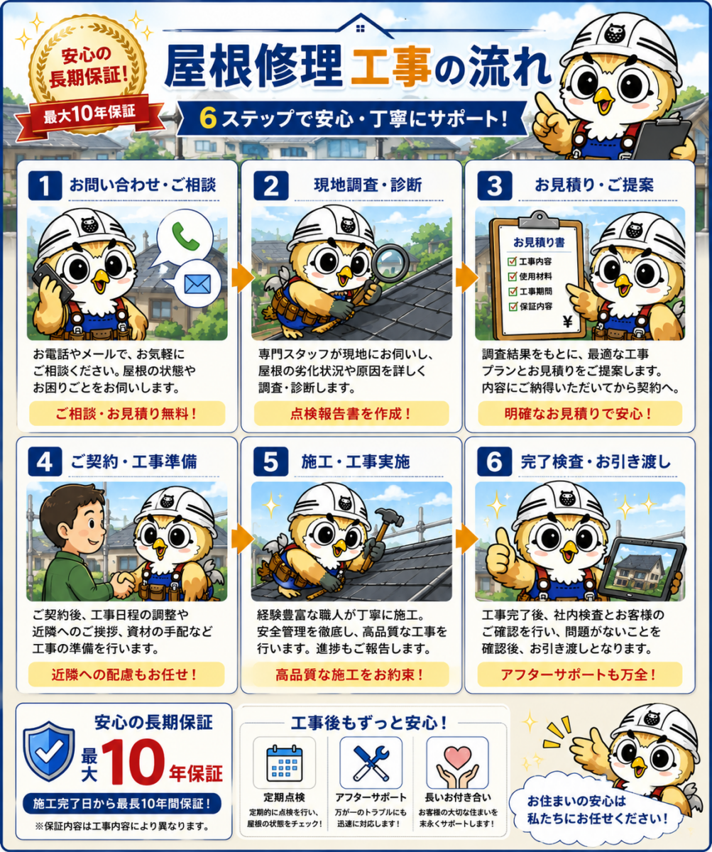 屋根修理　工事　流れ③