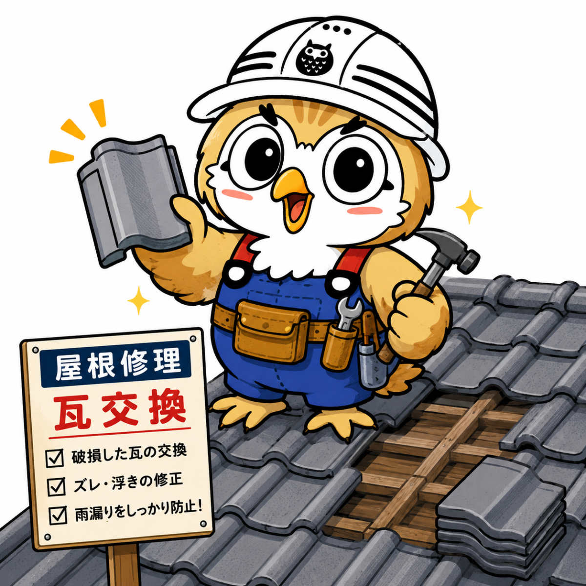 屋根修理　瓦　交換①