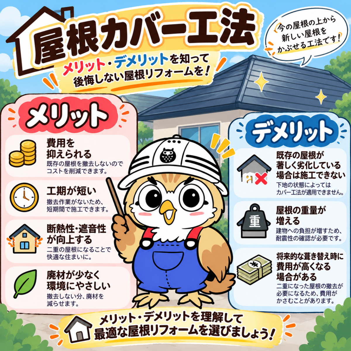 屋根カバー工法　メリット　デメリット②